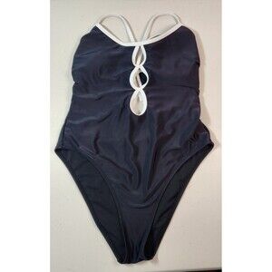 No Boundaries Keyhole Accent One Piece Contrasting Trim Bathing Suit Women's L